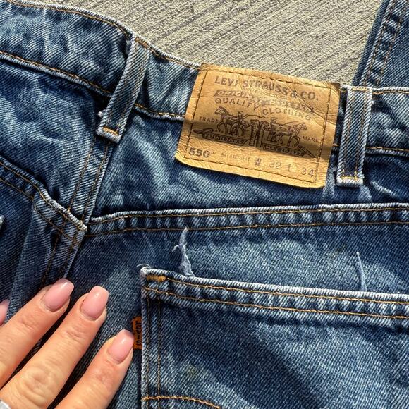Vintage 90s Levi's 550 Relaxed Fit 32x34 Orange Tab Straight Leg Blue Jeans - Picture 3 of 11